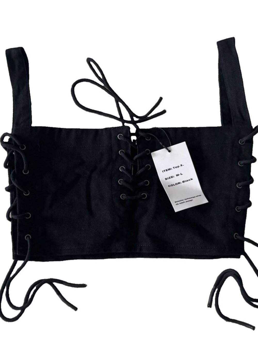 DEFI Denim Top X Black M/L Lace-Up Side Tie Heavyweight Denim NWT